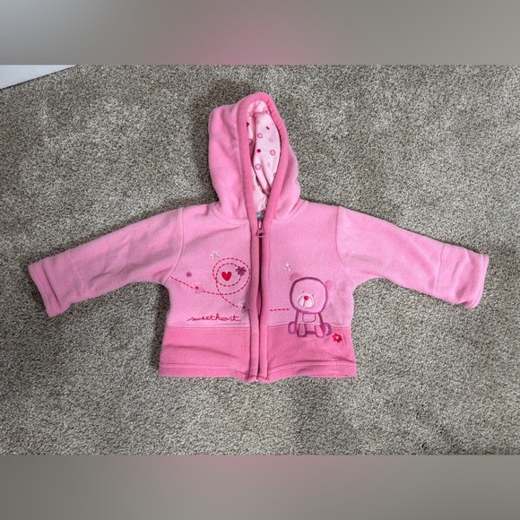 Vintage Baby Girl Carter’s Fleece Hooded Zip Up Bear 6 months - Picture 1 of 7